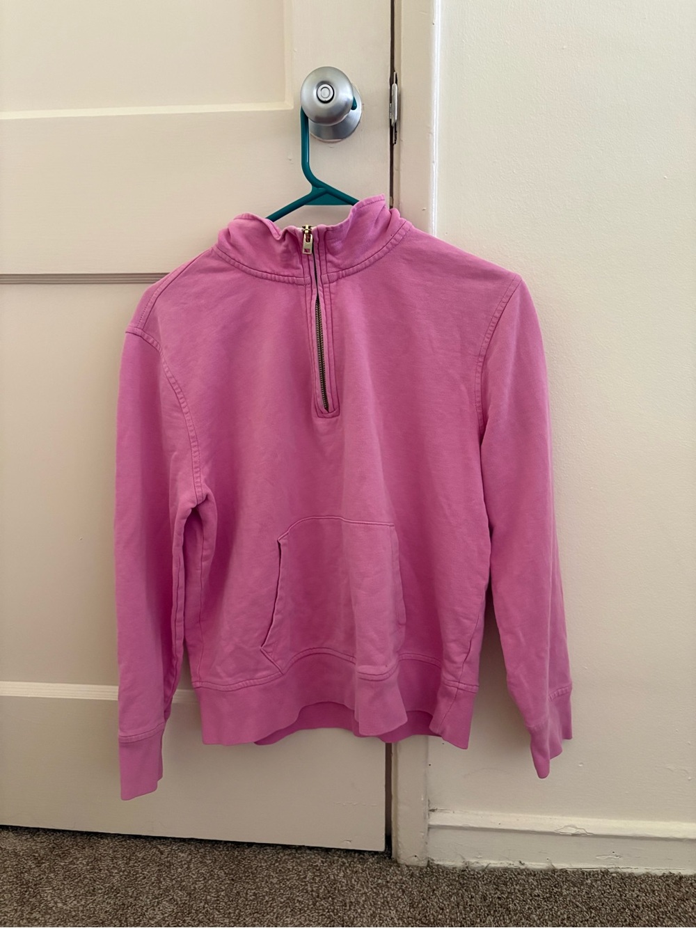 J. Crew Pink Quarter-Zip Sweatshirt